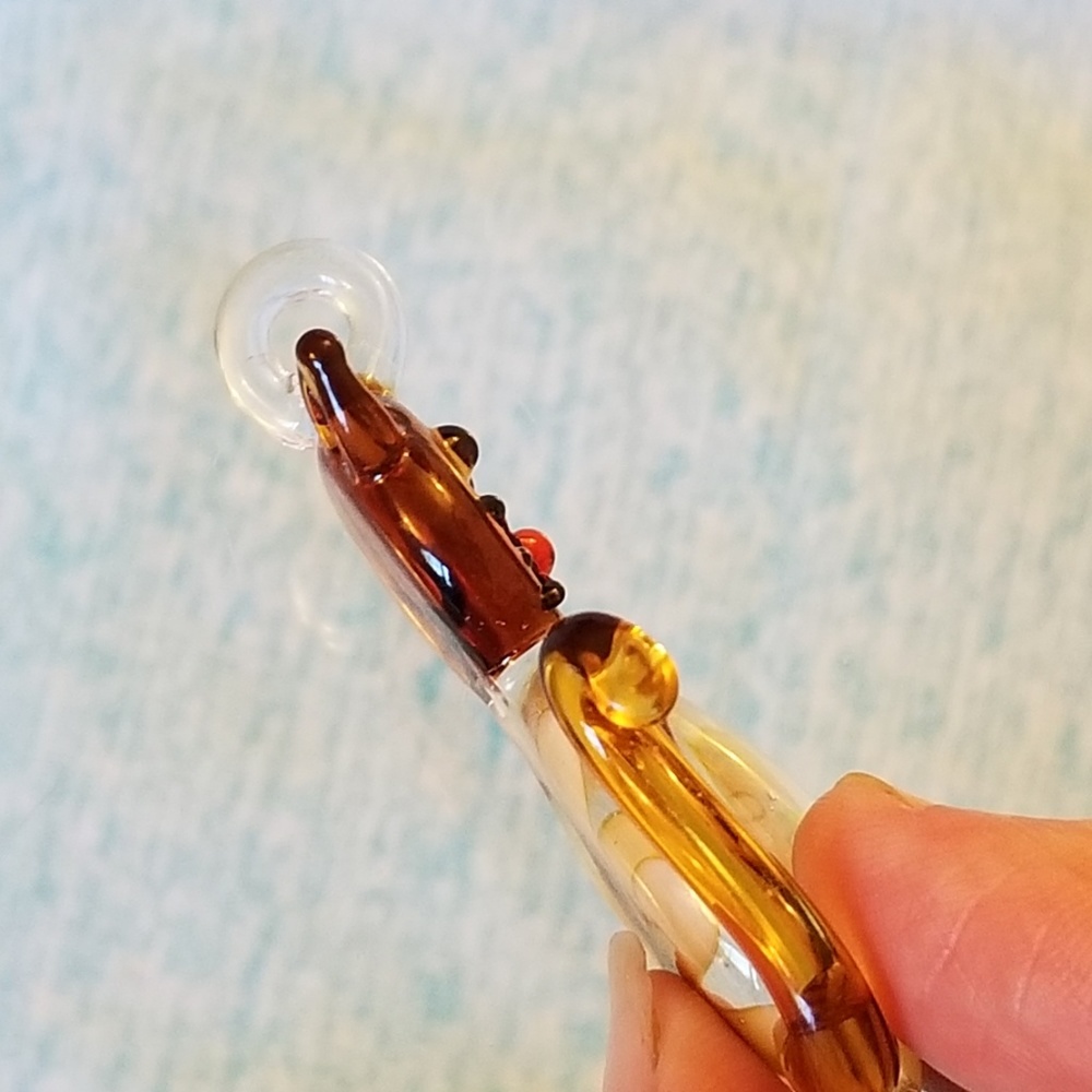 NWT Amber Colored Glass Kitty Cat Pendant 2" - Picture 6 of 8